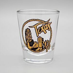 Vintage Texas Shot Glass Boots Cowboy Hat Lasso Cactus Barware